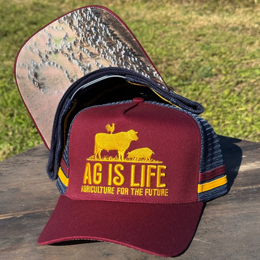 Maroon Ag Is Life Trucker Cap