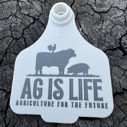 White Cattle Tag Key Ring